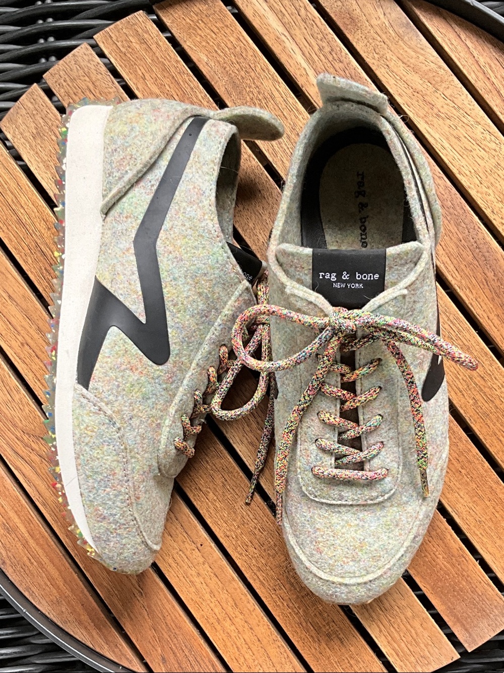 rag & bone Multicolor Felt Low-Top Sneakers with Black Slash